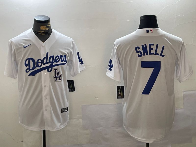 Men Los Angeles Dodgers #7 Snell White Game 2024 Nike MLB Jersey style 5